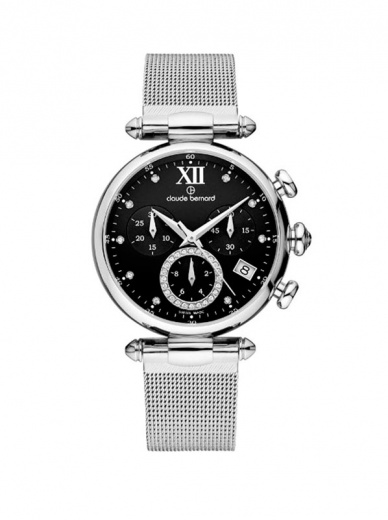 Женские часы Claude Bernard 10216 3 NPN1 fashion, круглые, черные и гарантией 24 месяца